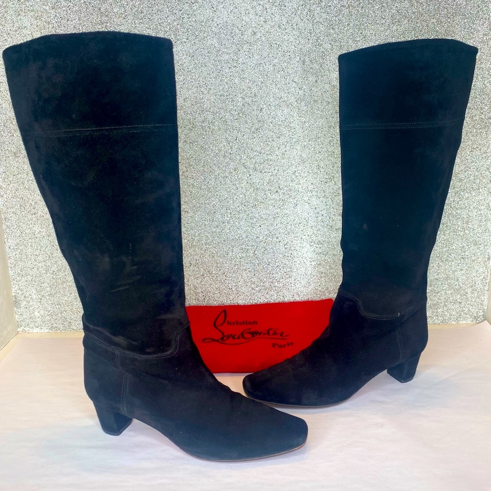 Christian louboutin Black Suede tall knee high boots Size 39